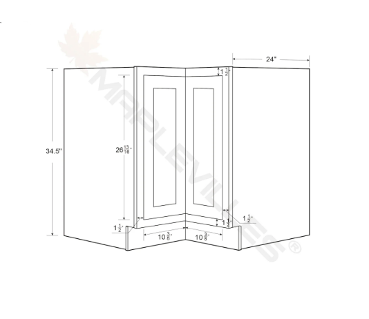 RTA 36"W Kitchen Base Corner Lazy Susan Cabinet with Bi-Folding Doors and Double Rotating Shelves in Snow White Inset Shaker