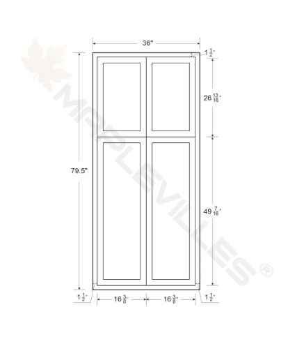 RTA 36"W x 84"H Kitchen Pantry Cabinet with Four Doors and Four Shelves in Snow White Inset Shaker