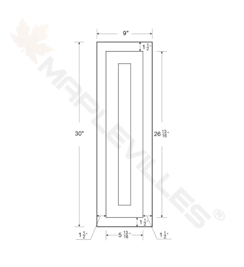 RTA 9"W and 30"H Kitchen Wall Cabinet with Single Door and Two Shelves in Snow White Inset Shaker