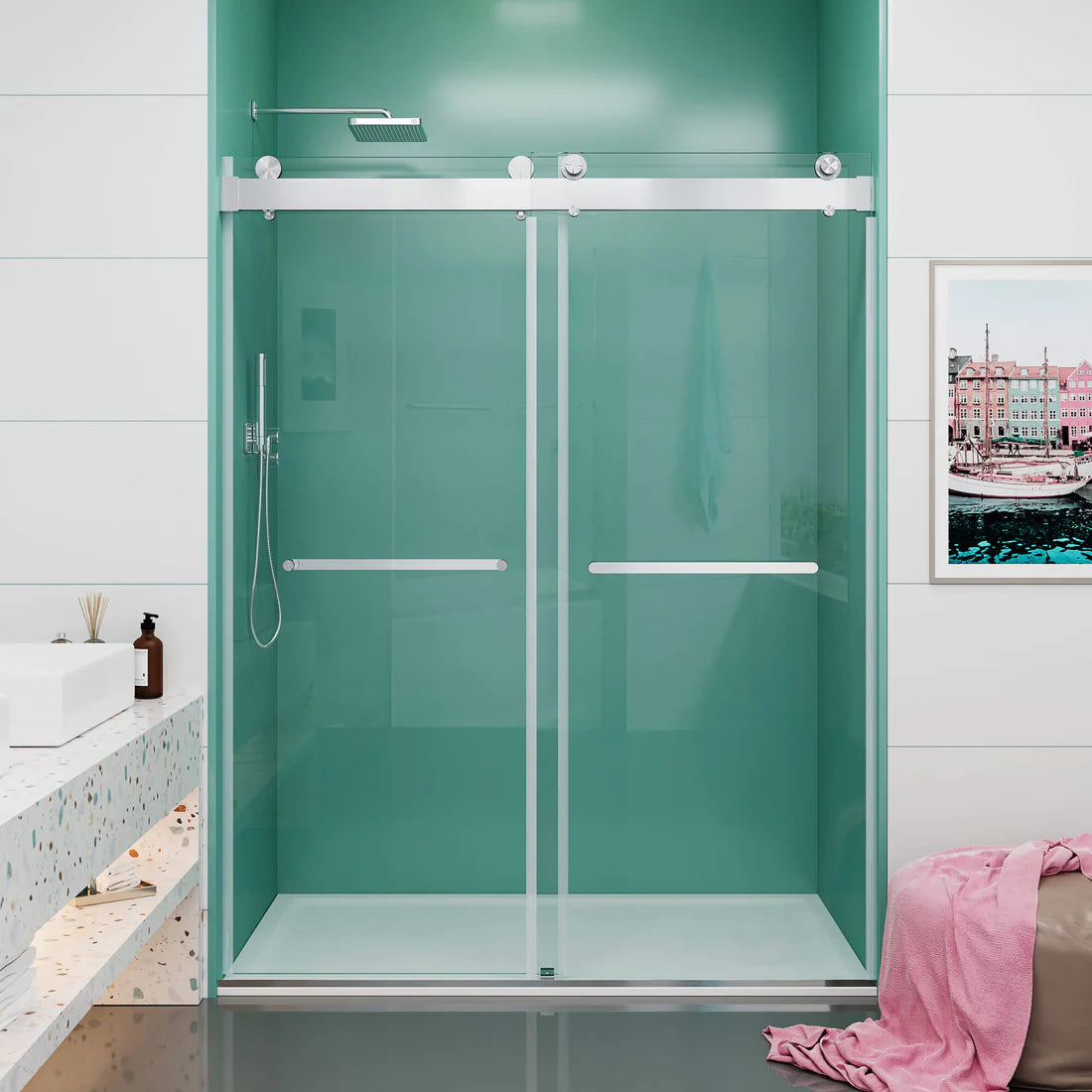 Cyrus Frameless Double Sliding Shower Door