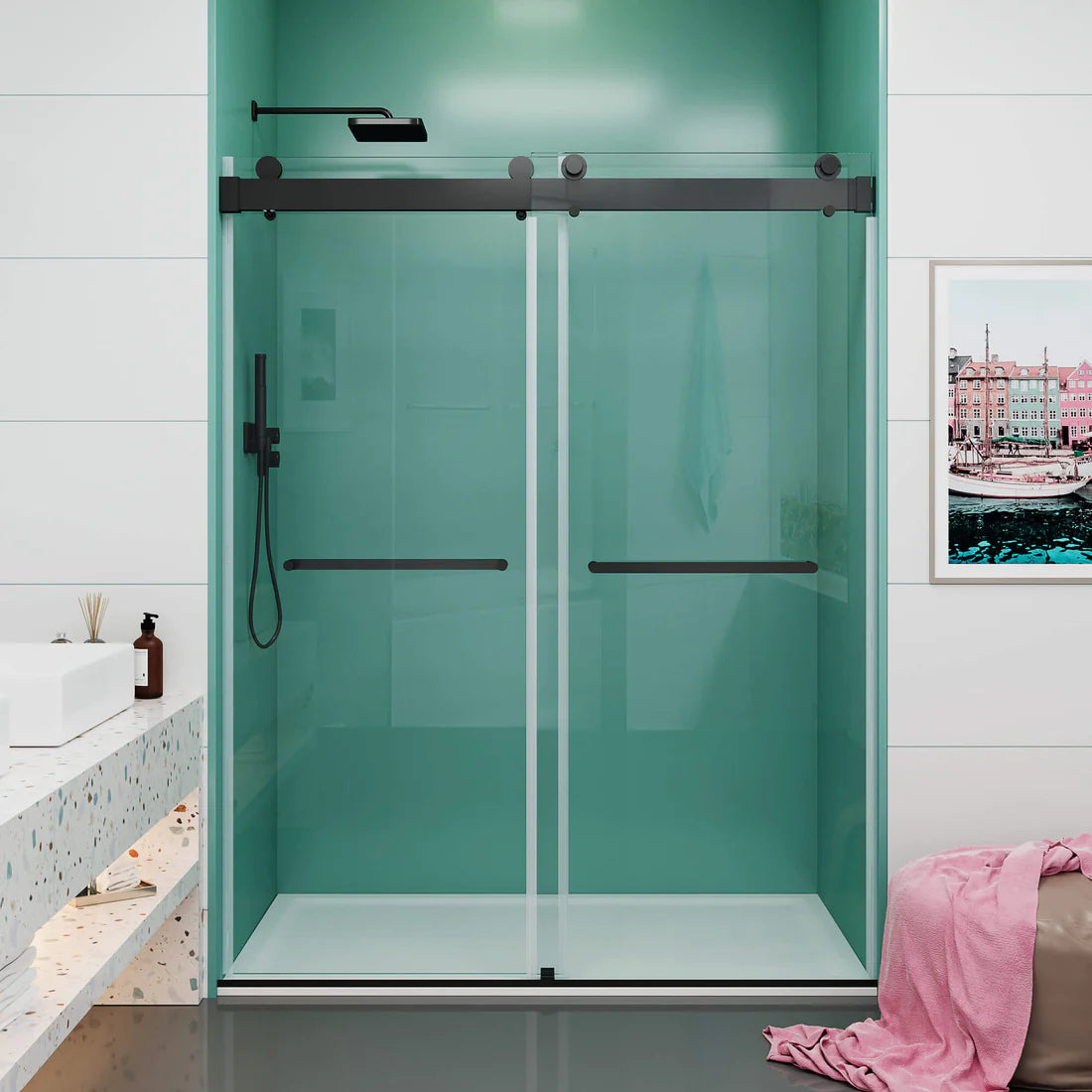 Cyrus Frameless Double Sliding Shower Door