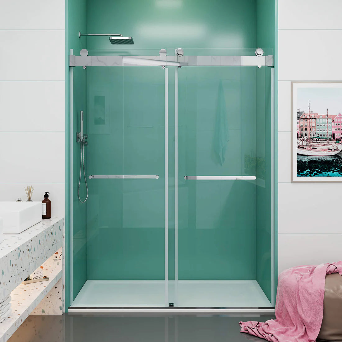 Cyrus Frameless Double Sliding Shower Door