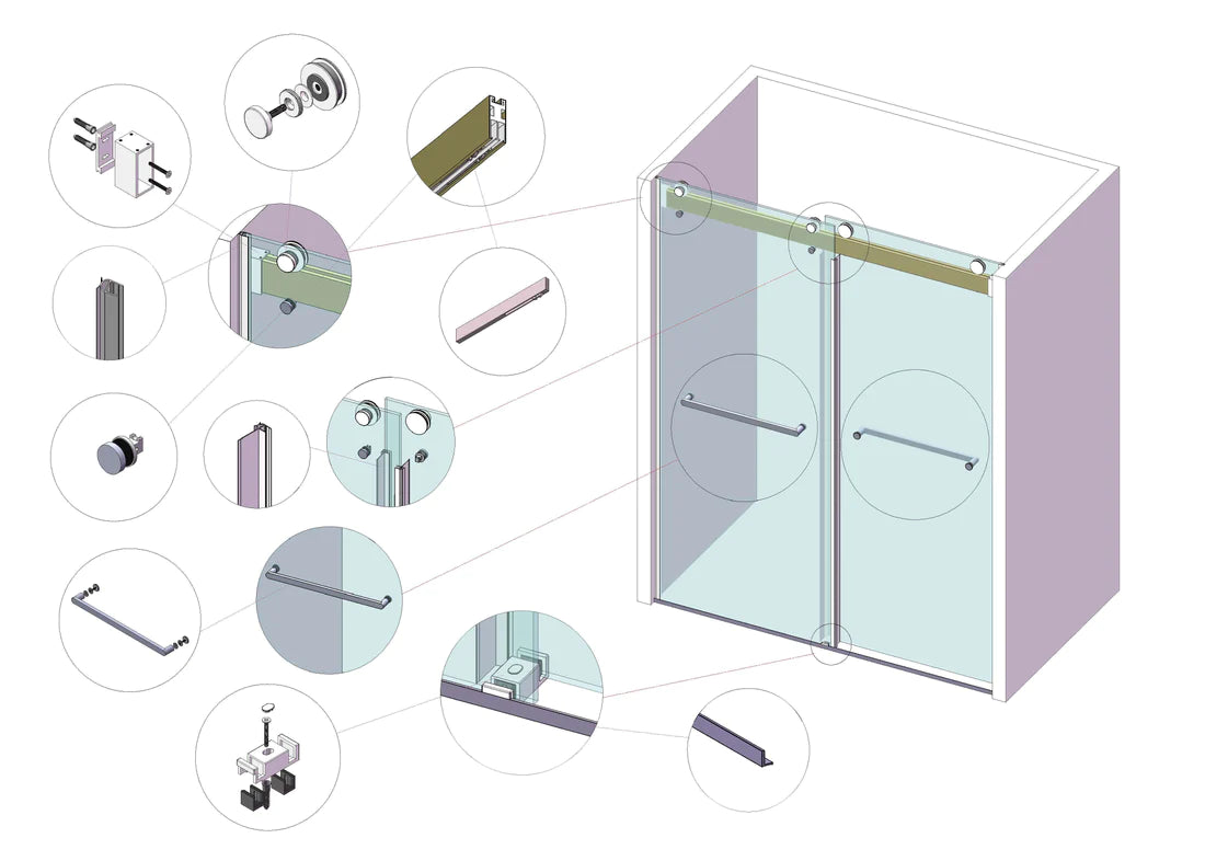 Cyrus Frameless Double Sliding Shower Door