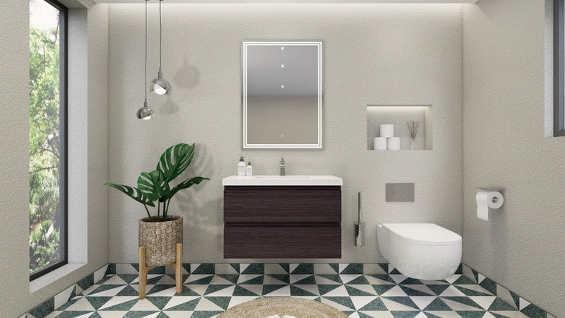 Bohemia Lina 36" Wall Mounted Bathroom Vanity with Reinforced Acrylic Integrated Sink Top