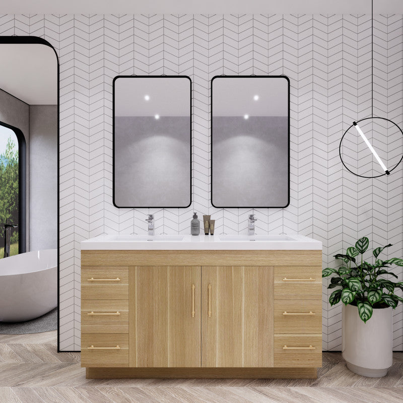 Elsa 60" Freestanding Bathroom Vanity with Reinforced Acrylic Integrated Sink Top