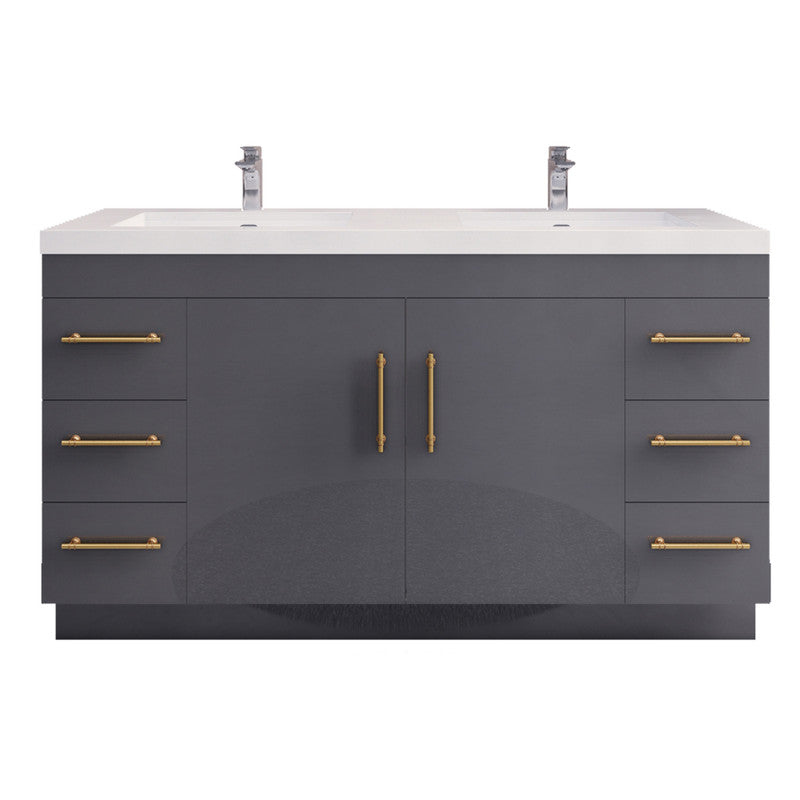 Elsa 60" Freestanding Bathroom Vanity with Reinforced Acrylic Integrated Sink Top
