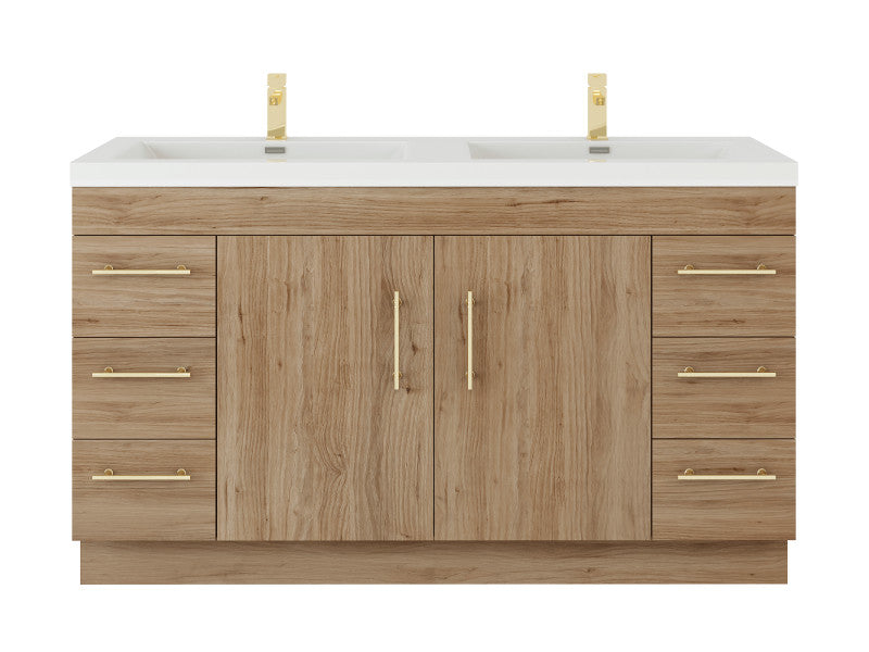 Elsa 60" Freestanding Bathroom Vanity with Reinforced Acrylic Integrated Sink Top