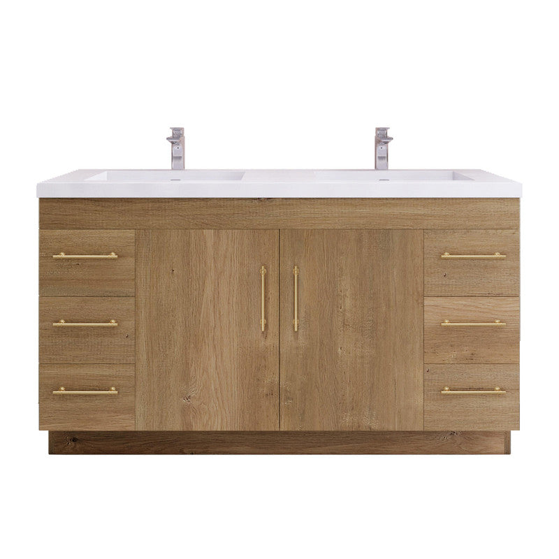 Elsa 60" Freestanding Bathroom Vanity with Reinforced Acrylic Integrated Sink Top