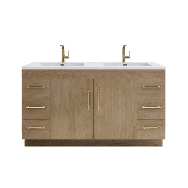 Elsa 60" Freestanding Bathroom Vanity with Reinforced Acrylic Integrated Sink Top