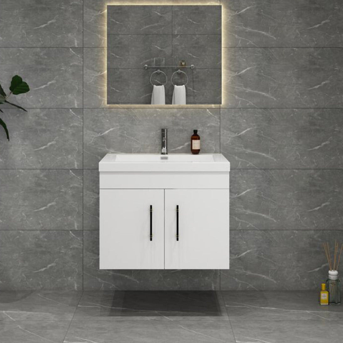 Elsa 24" Wall Mounted Bathroom Vanity with Reinforced Acrylic Integrated Sink Top