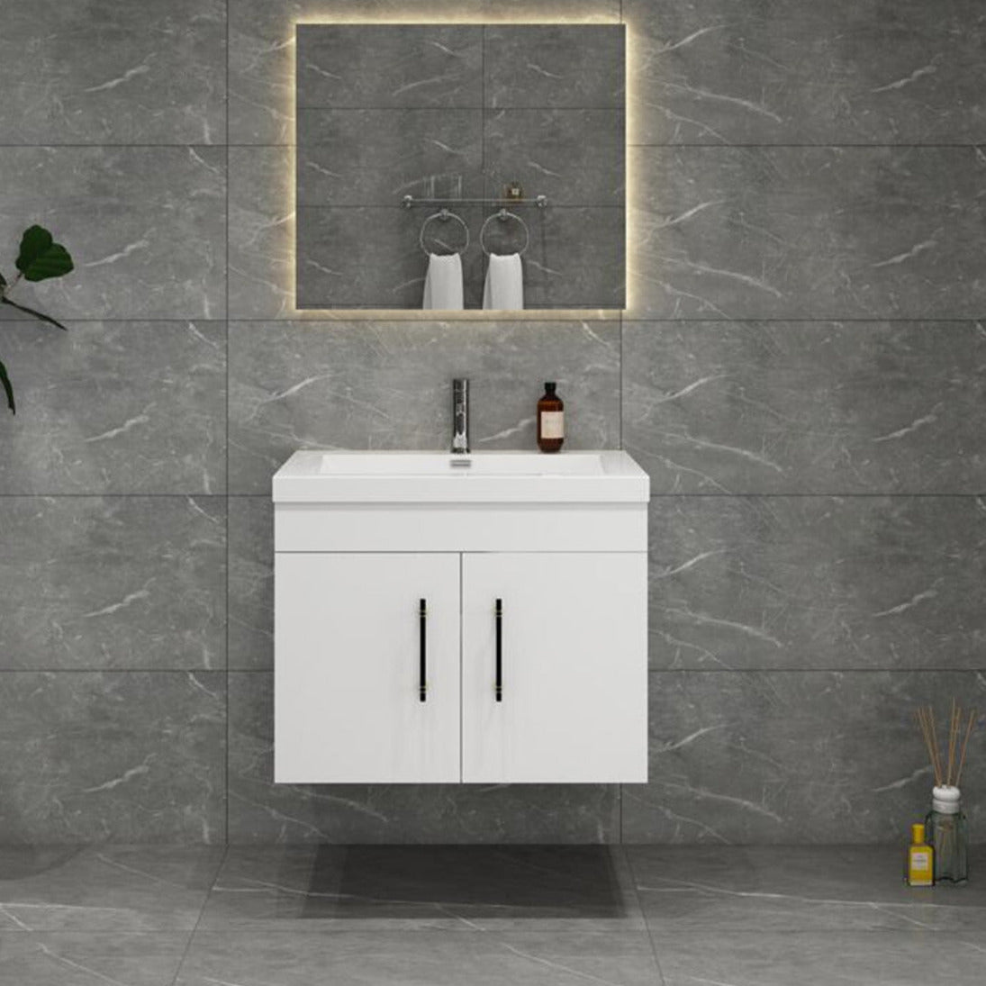 Elsa 30" Wall Mounted Bathroom Vanity with Reinforced Acrylic Integrated Sink Top