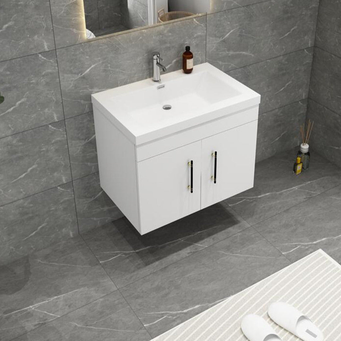 Elsa 24" Wall Mounted Bathroom Vanity with Reinforced Acrylic Integrated Sink Top