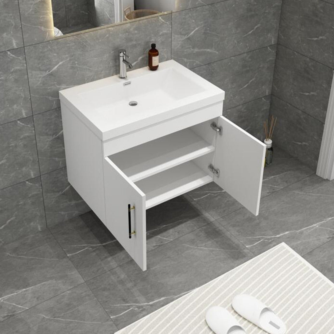 Elsa 24" Wall Mounted Bathroom Vanity with Reinforced Acrylic Integrated Sink Top