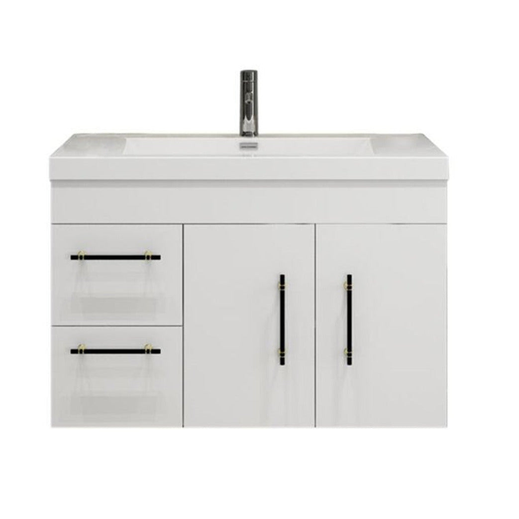 Elsa 36" Wall Mounted Bathroom Vanity with Reinforced Acrylic Integrated Sink Top