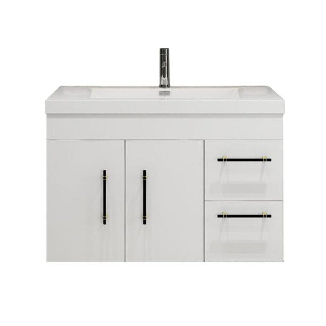 Elsa 36" Wall Mounted Bathroom Vanity with Reinforced Acrylic Integrated Sink Top