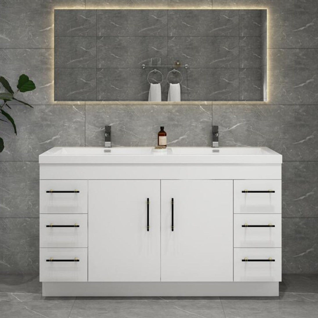 Freestanding Bathroom Vanity with Acrylic Integrated Sink Top - KBH Home