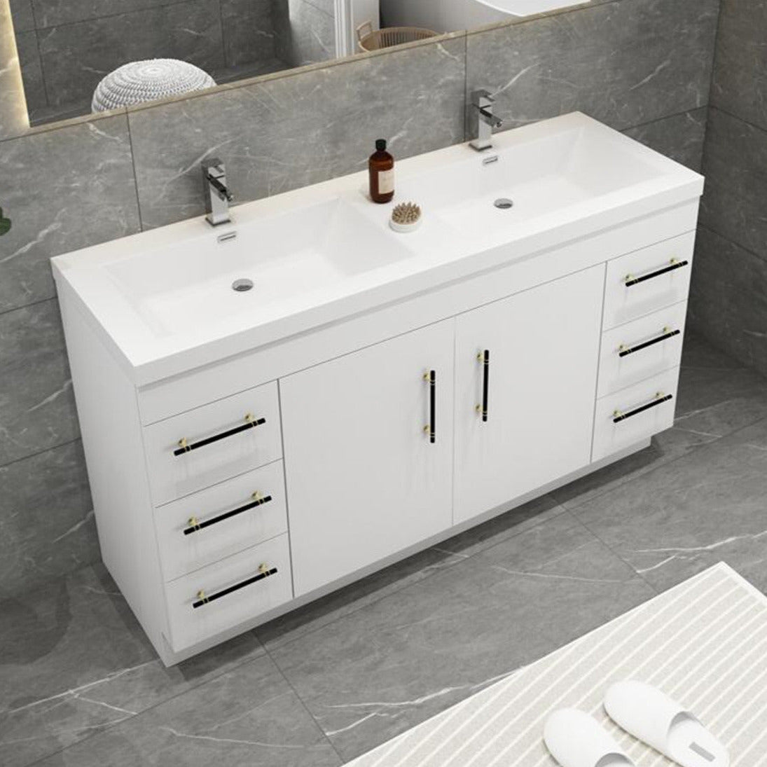 Freestanding Bathroom Vanity with Acrylic Integrated Sink Top - KBH Home