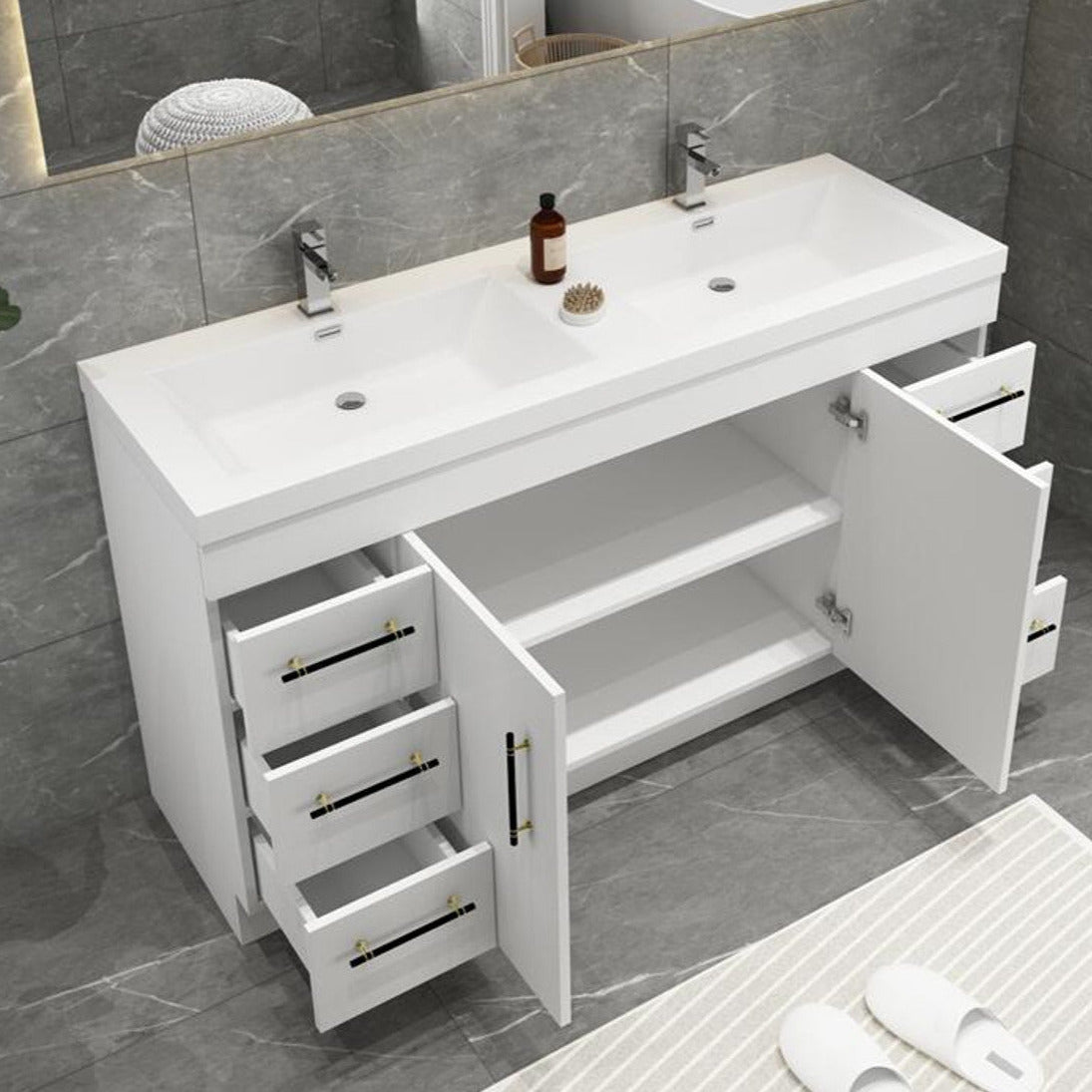 Freestanding Bathroom Vanity with Acrylic Integrated Sink Top - KBH Home