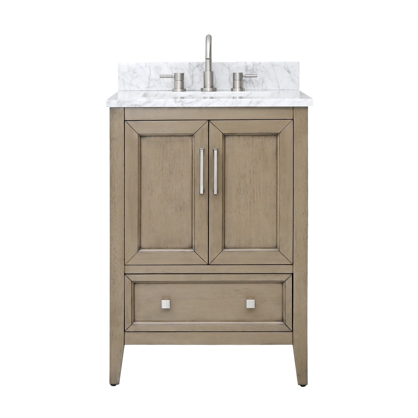 Everette 24" Freestanding Bathroom Vanity with Carrara White Natural Marble Top and Vitreous China Undermount Sink