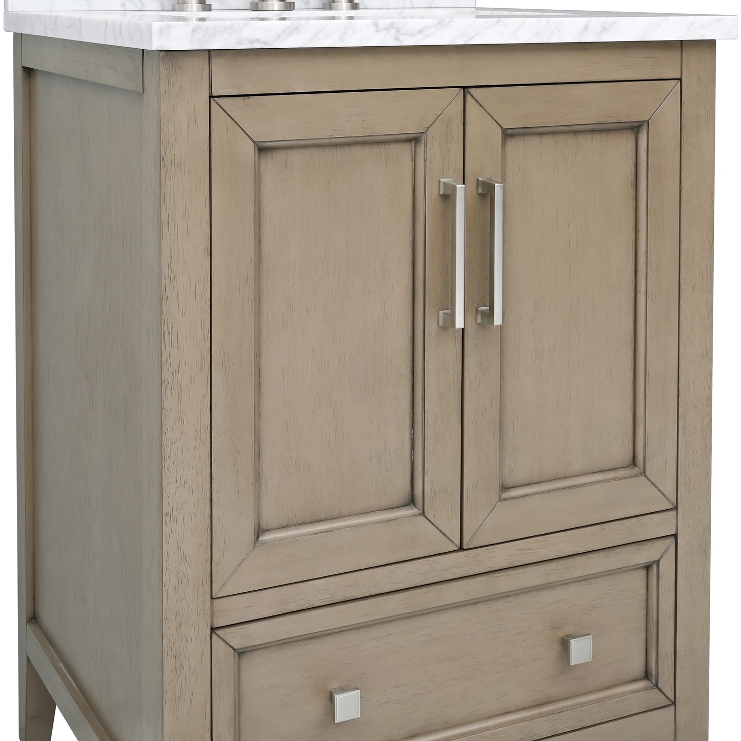 Everette 24" Freestanding Bathroom Vanity with Carrara White Natural Marble Top and Vitreous China Undermount Sink