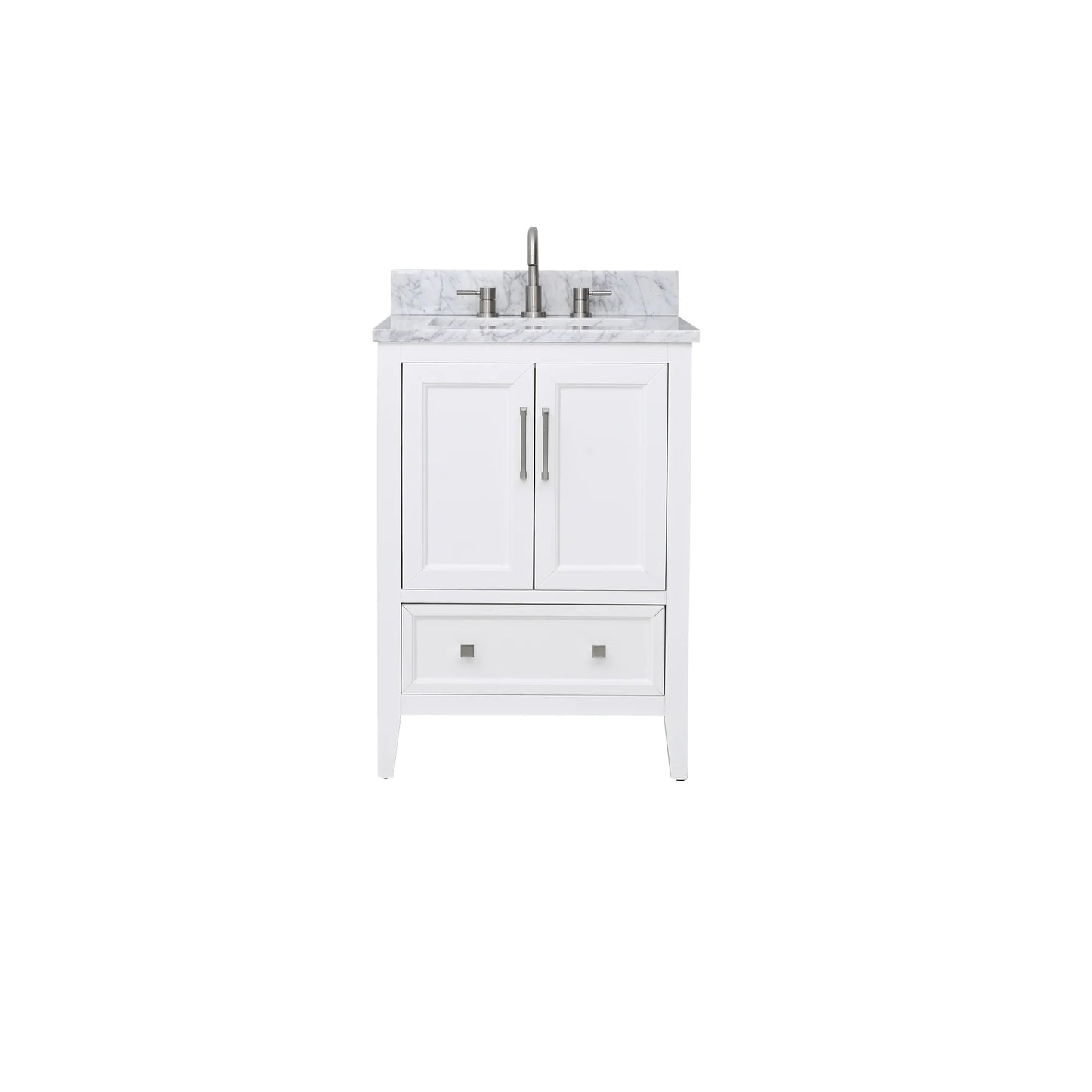 Everette 24" Freestanding Bathroom Vanity with Carrara White Natural Marble Top and Vitreous China Undermount Sink