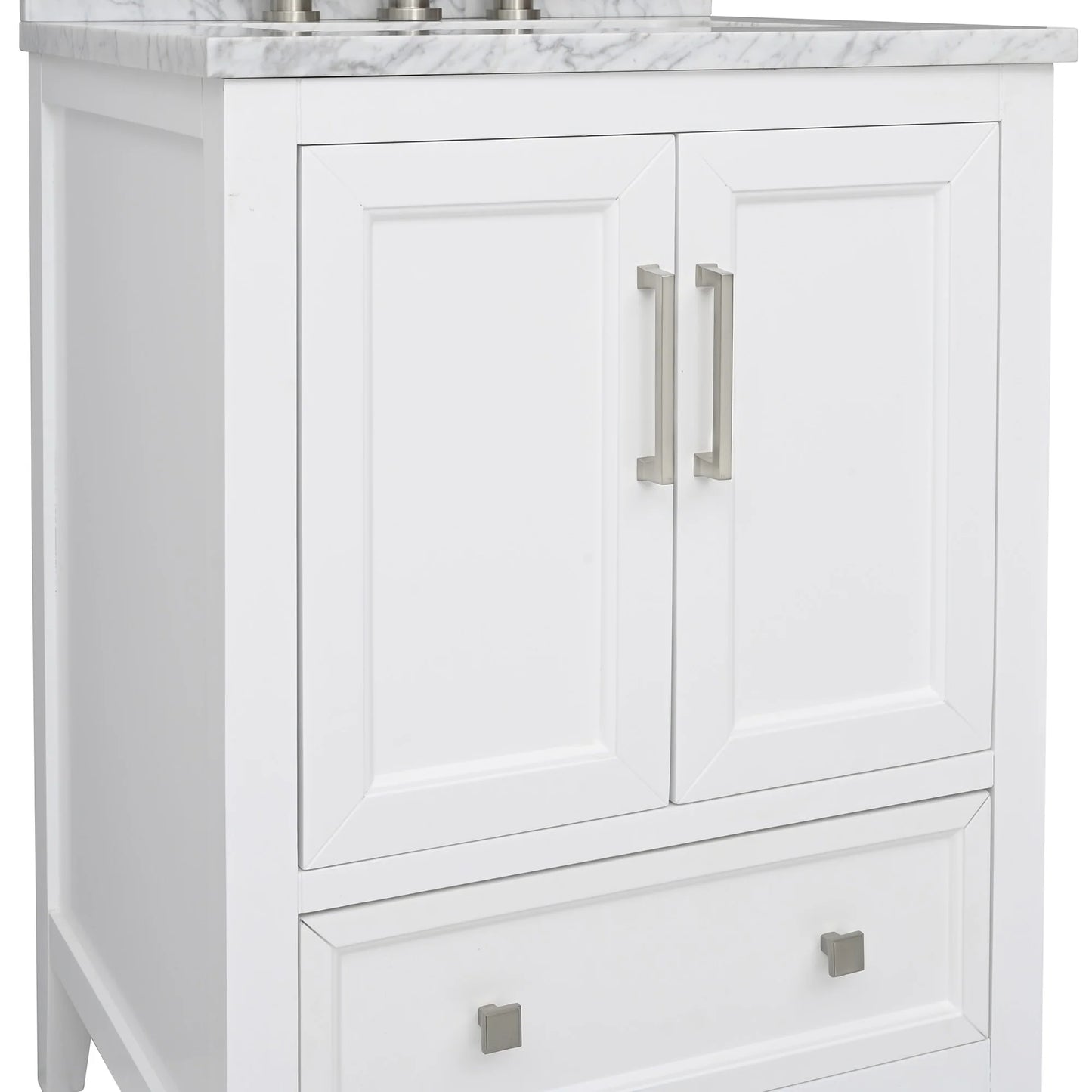 Everette 24" Freestanding Bathroom Vanity with Carrara White Natural Marble Top and Vitreous China Undermount Sink