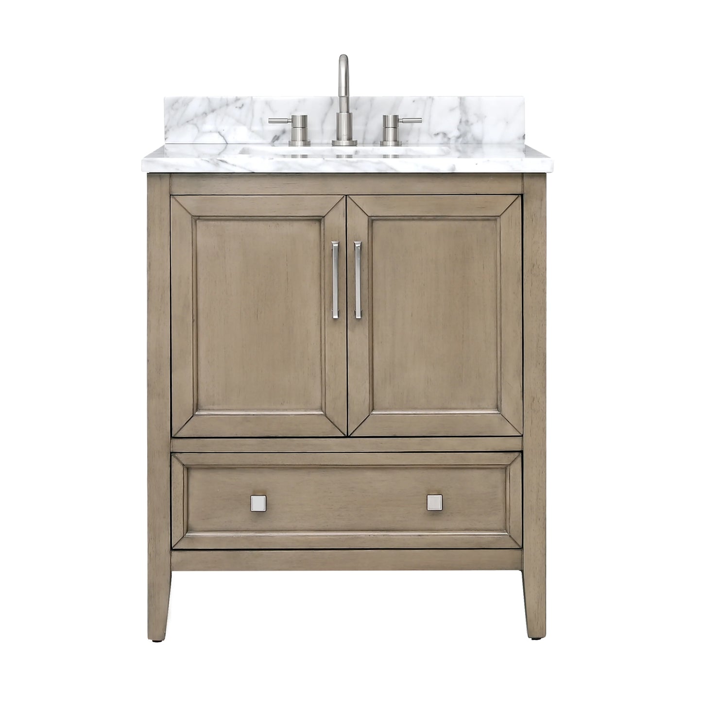 Everette 30" Freestanding Bathroom Vanity with Carrara White Natural Marble Top and Vitreous China Undermount Sink