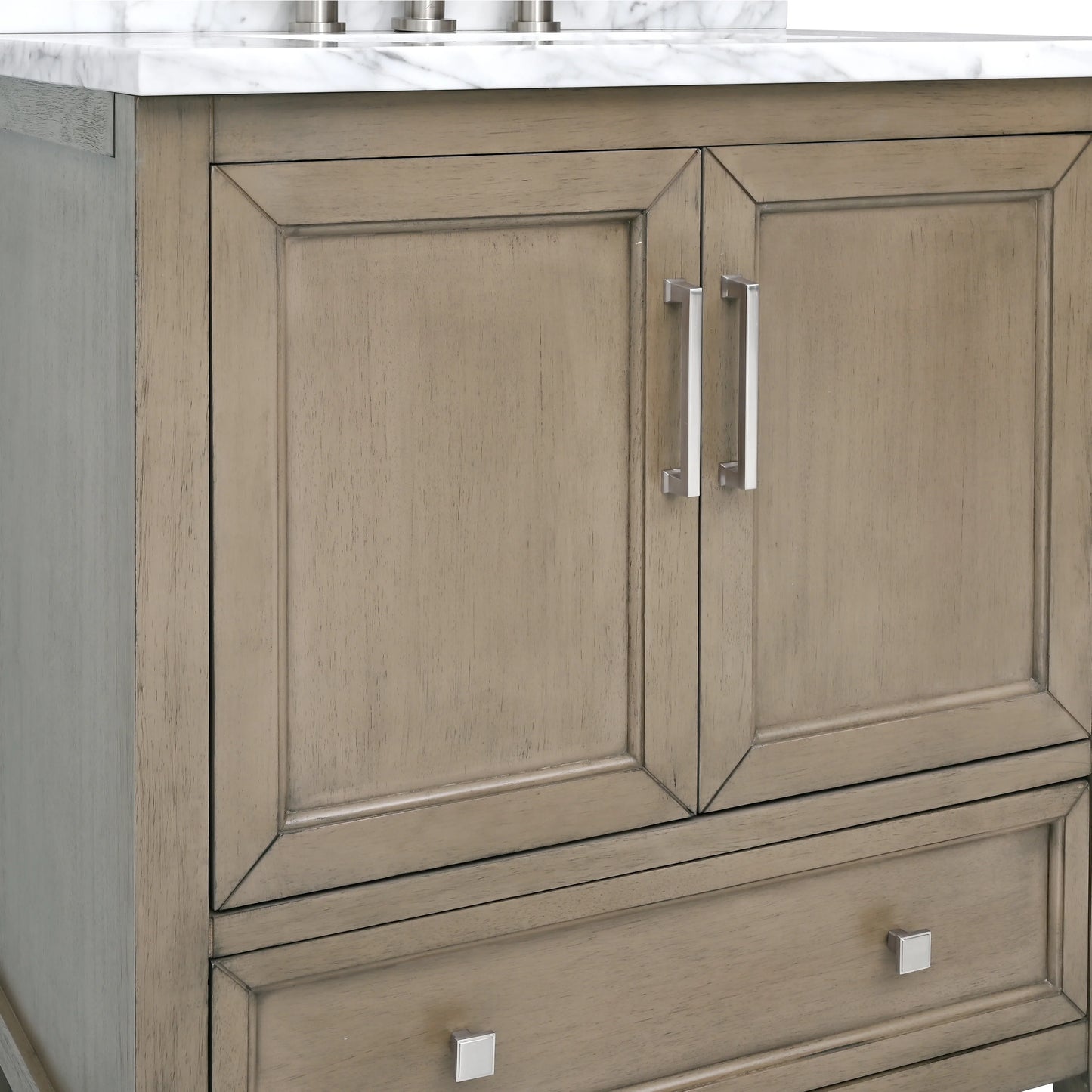 Everette 30" Freestanding Bathroom Vanity with Carrara White Natural Marble Top and Vitreous China Undermount Sink