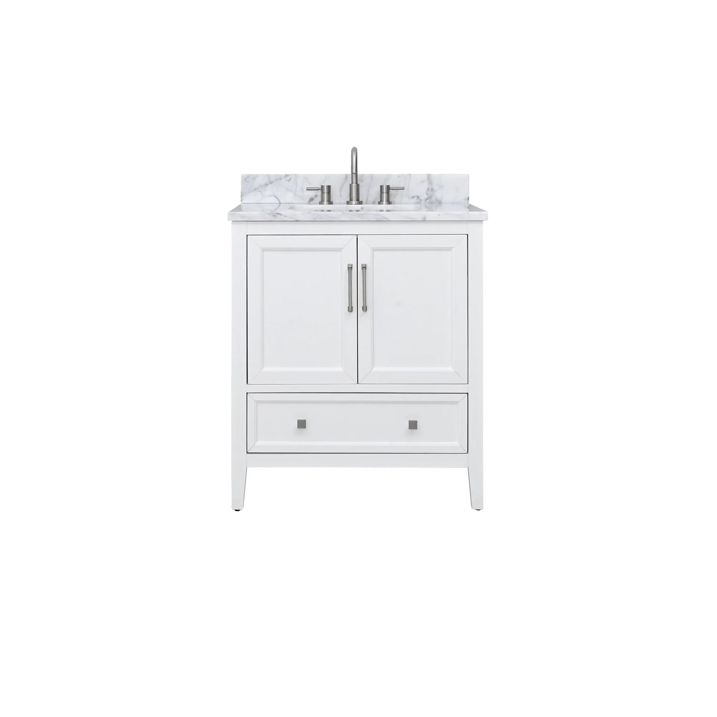 Everette 30" Freestanding Bathroom Vanity with Carrara White Natural Marble Top and Vitreous China Undermount Sink