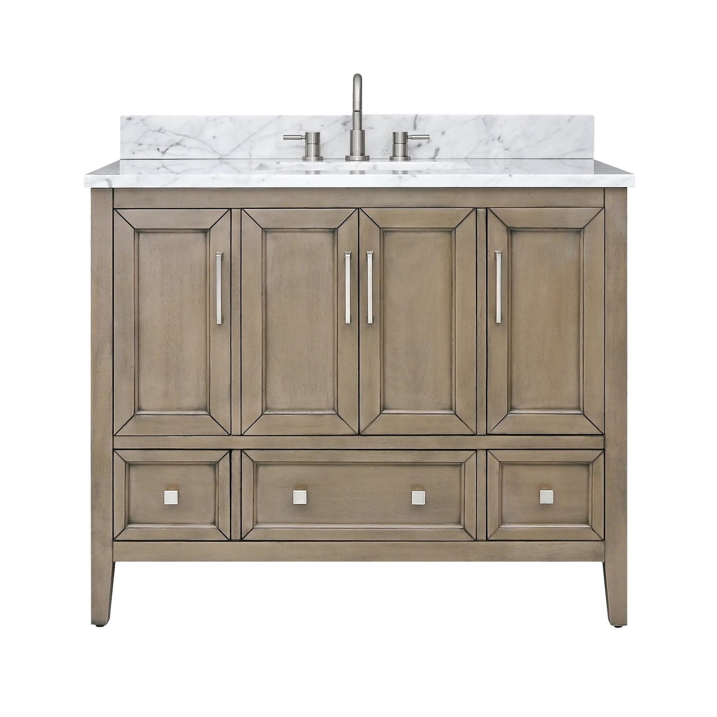 Everette 42" Freestanding Bathroom Vanity with Carrara White Natural Marble Top and Vitreous China Undermount Sink