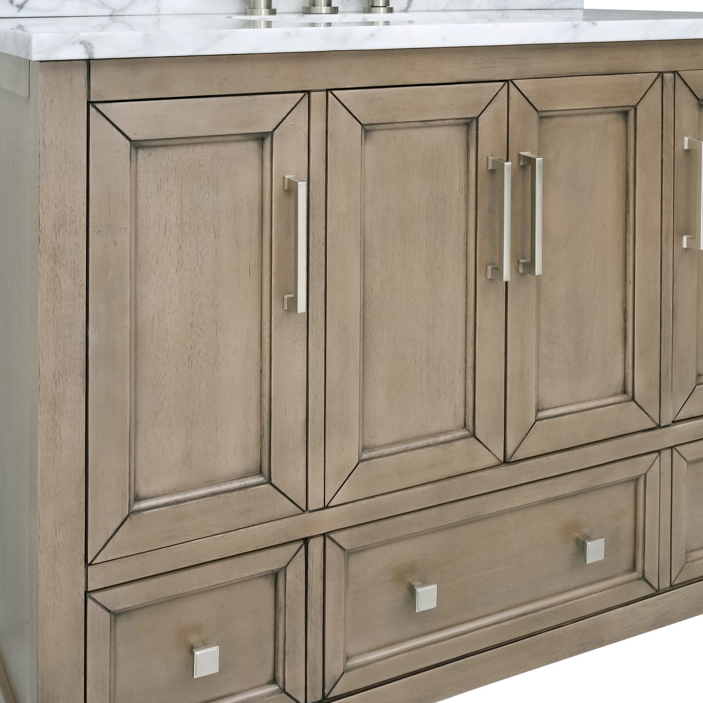 Everette 42" Freestanding Bathroom Vanity with Carrara White Natural Marble Top and Vitreous China Undermount Sink