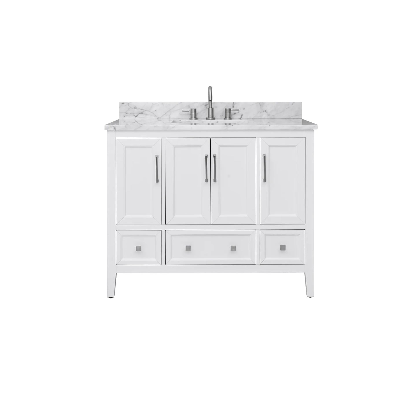 Everette 42" Freestanding Bathroom Vanity with Carrara White Natural Marble Top and Vitreous China Undermount Sink