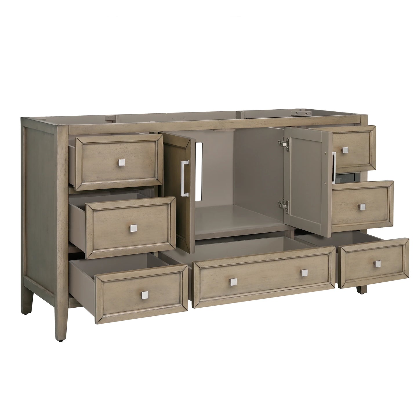 Everette 60" Freestanding Bathroom Vanity with Carrara White Natural Marble Top and Vitreous China Undermount Sink