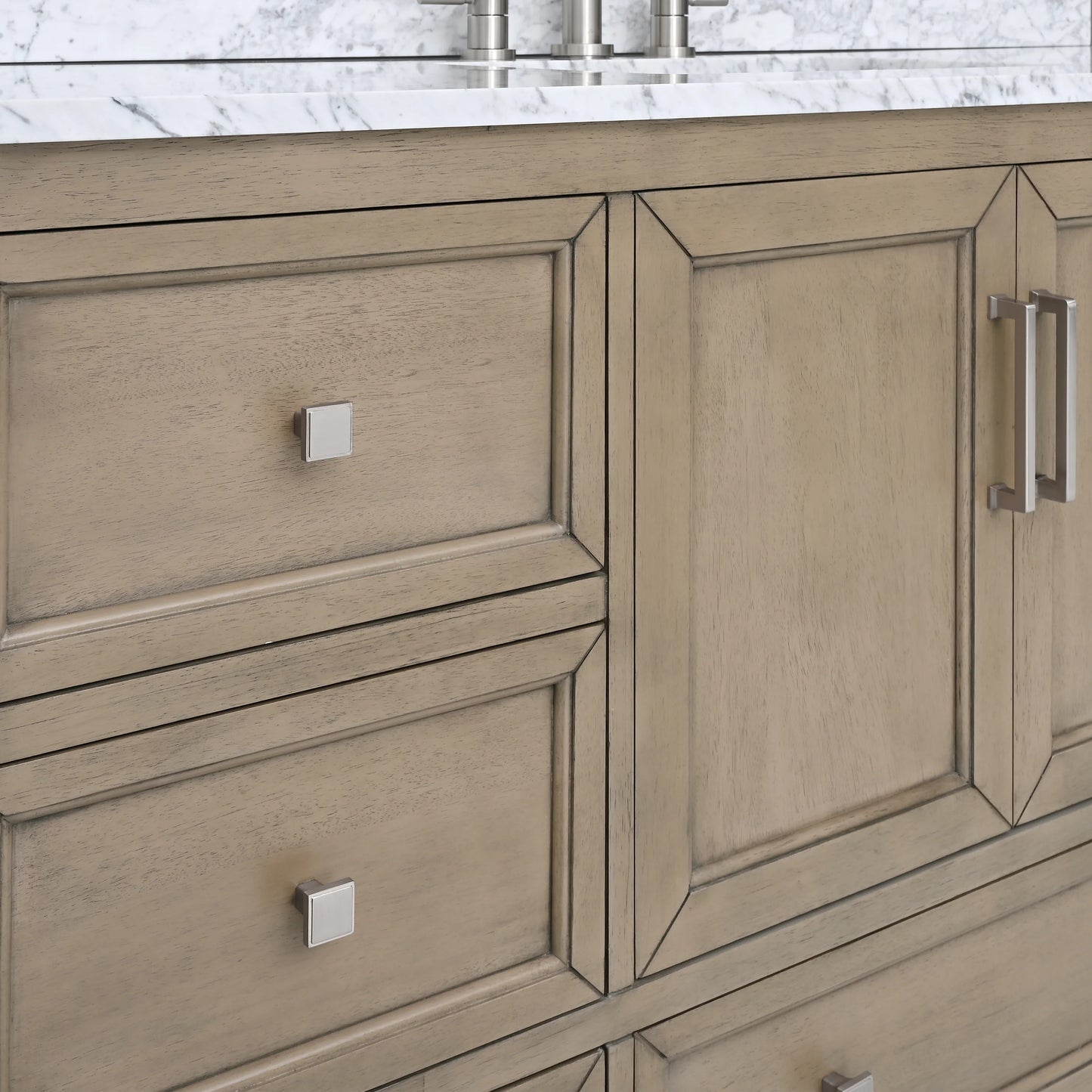 Everette 60" Freestanding Bathroom Vanity with Carrara White Natural Marble Top and Vitreous China Undermount Sink
