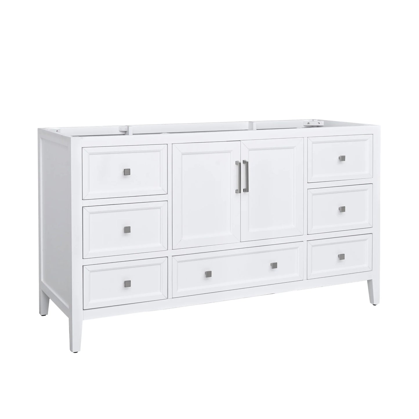 Everette 60" Freestanding Bathroom Vanity with Carrara White Natural Marble Top and Vitreous China Undermount Sink