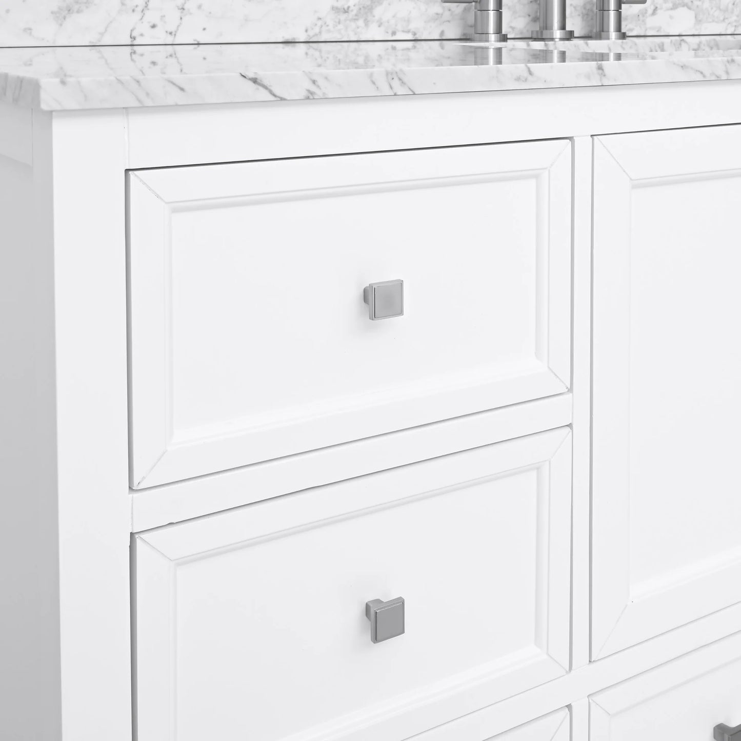 Everette 60" Freestanding Bathroom Vanity with Carrara White Natural Marble Top and Vitreous China Undermount Sink