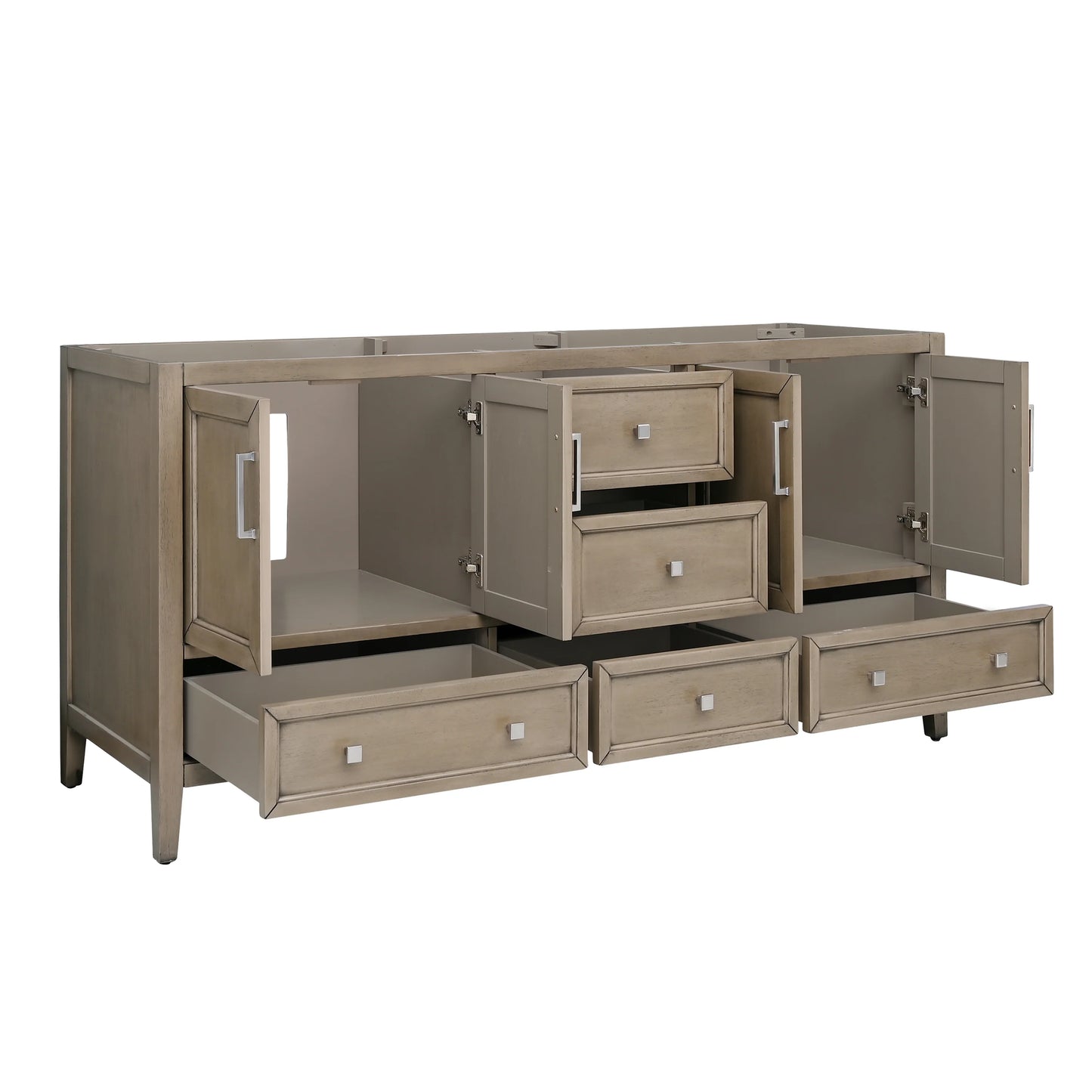 Everette 72" Freestanding Bathroom Vanity with Carrara White Natural Marble Top and Vitreous China Undermount Sinks