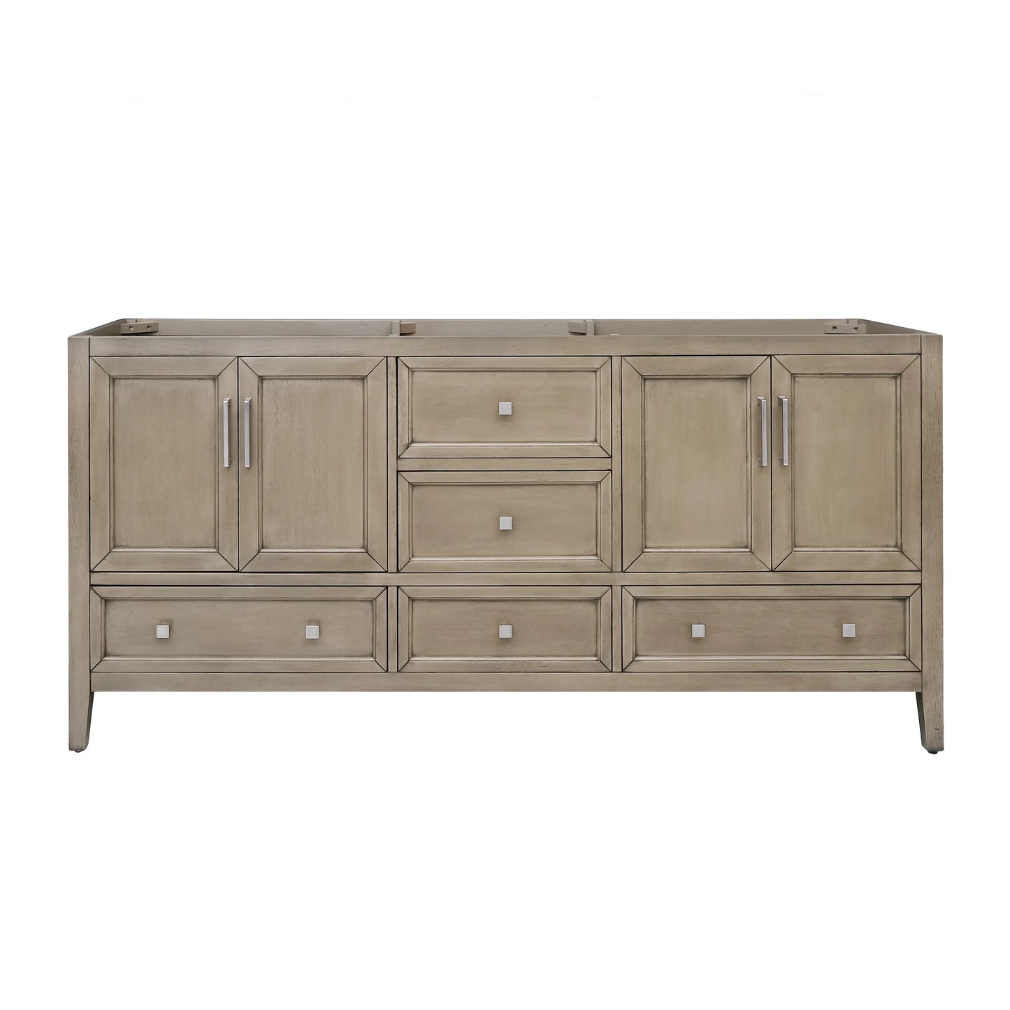 Everette 72" Freestanding Bathroom Vanity with Carrara White Natural Marble Top and Vitreous China Undermount Sinks