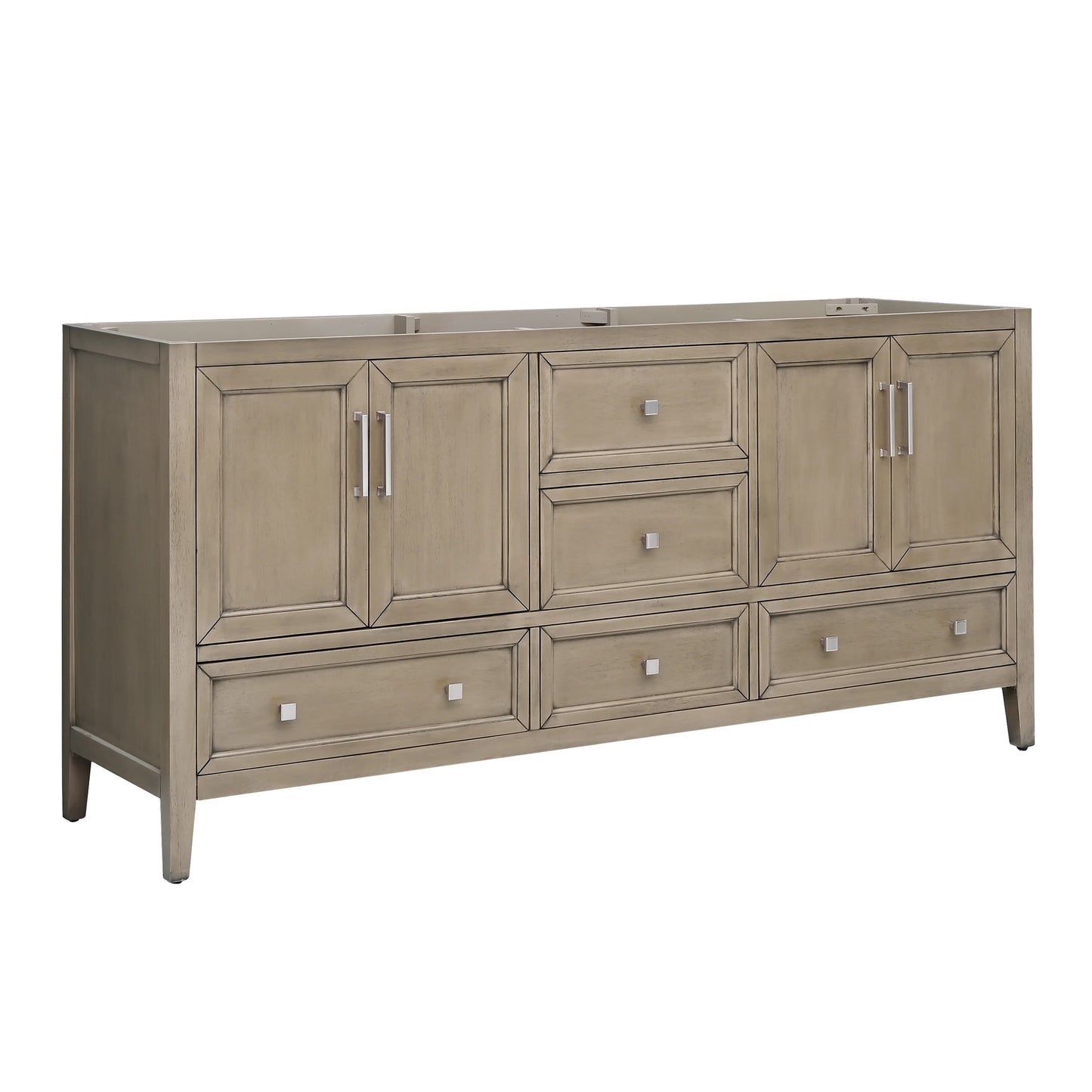 Everette 72" Freestanding Bathroom Vanity with Carrara White Natural Marble Top and Vitreous China Undermount Sinks