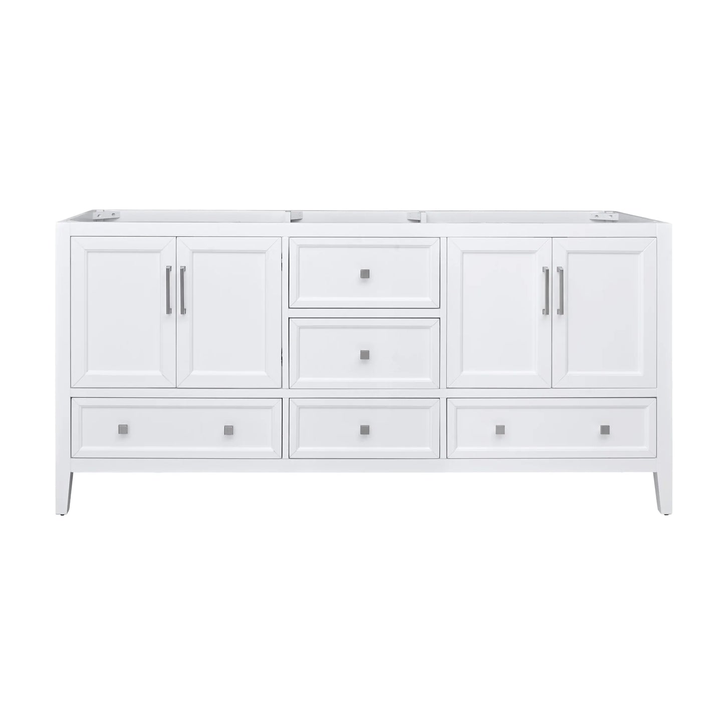 Everette 72" Freestanding Bathroom Vanity with Carrara White Natural Marble Top and Vitreous China Undermount Sinks