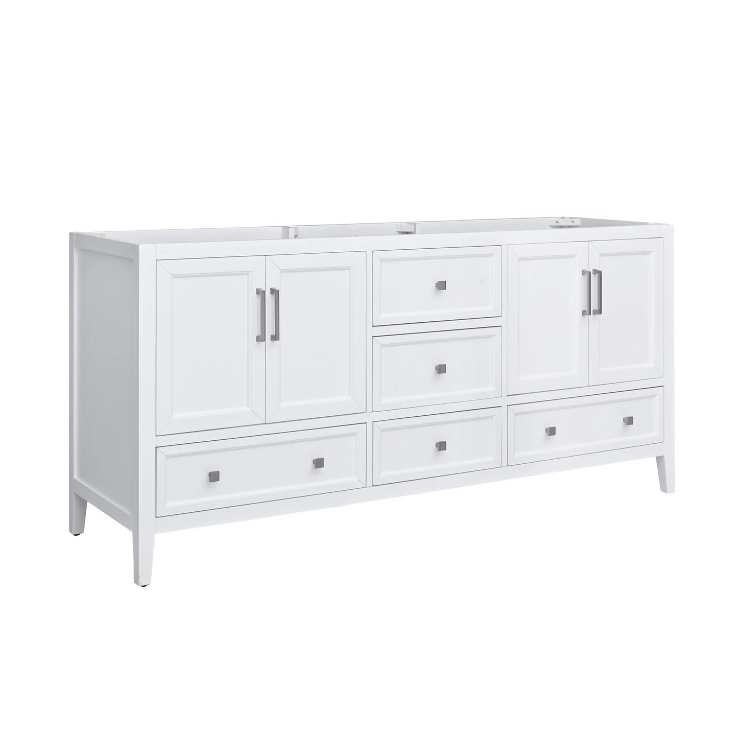 Everette 72" Freestanding Bathroom Vanity with Carrara White Natural Marble Top and Vitreous China Undermount Sinks