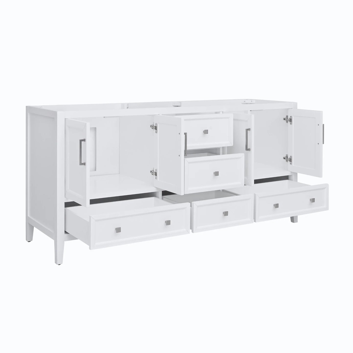 Everette 72" Freestanding Bathroom Vanity with Carrara White Natural Marble Top and Vitreous China Undermount Sinks