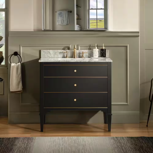 Roma 30" Freestanding Bathroom Vanity with Stone Top and Porcelain Undermount Sink