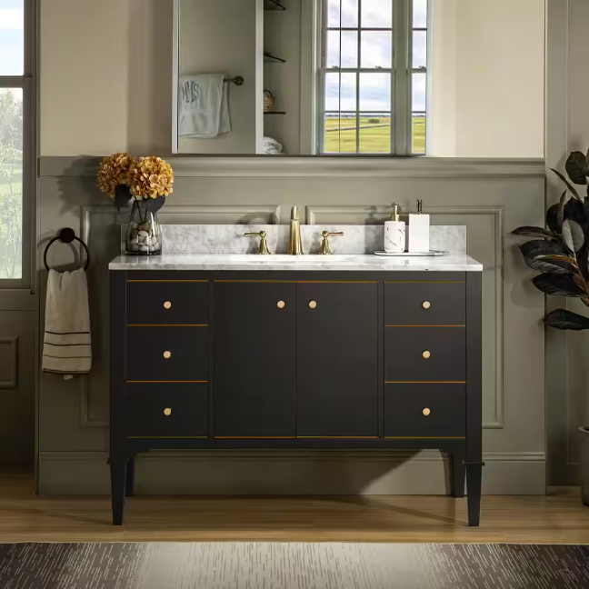 Roma 48" Freestanding Bathroom Vanity with Stone Top and Porcelain Undermount Sink