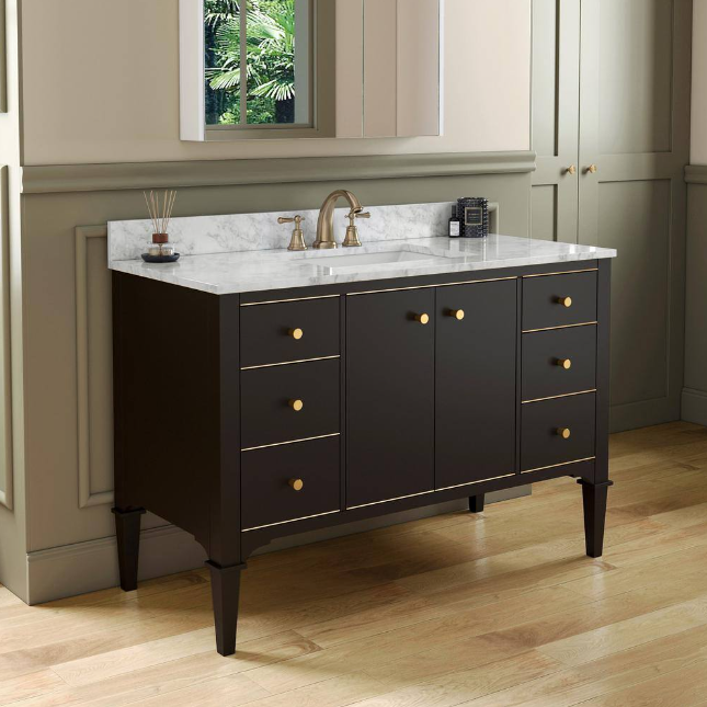 Roma 48" Freestanding Bathroom Vanity with Stone Top and Porcelain Undermount Sink