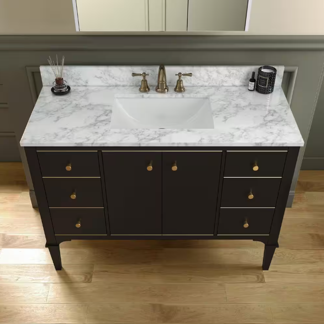 Roma 48" Freestanding Bathroom Vanity with Stone Top and Porcelain Undermount Sink