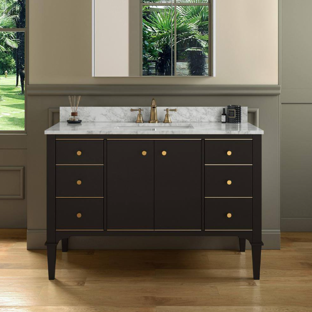 Roma 48" Freestanding Bathroom Vanity with Stone Top and Porcelain Undermount Sink