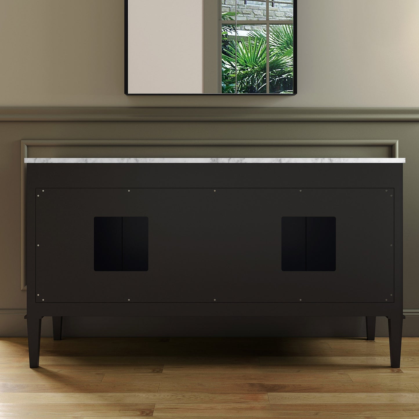 Roma 60" Freestanding Bathroom Vanity with Stone Top and Porcelain Undermount Sinks