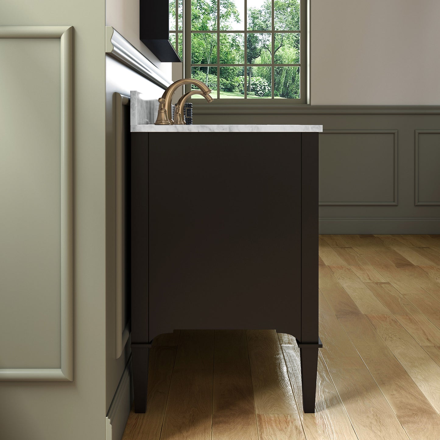 Roma 60" Freestanding Bathroom Vanity with Stone Top and Porcelain Undermount Sinks
