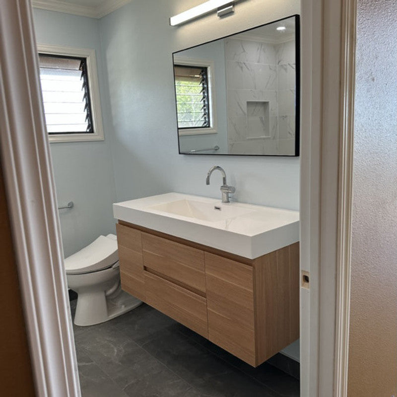 Fortune 48" Wall Mounted Bathroom Vanity with Reinforced Acrylic Integrated Sink Top